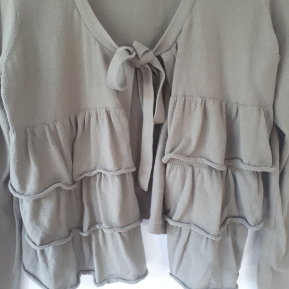 AE Sport Taupe Ruffled Cardigan 1X - Picture 2 of 6